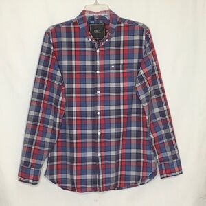 Obey Men’s Plaid Button Down Shirt Size M